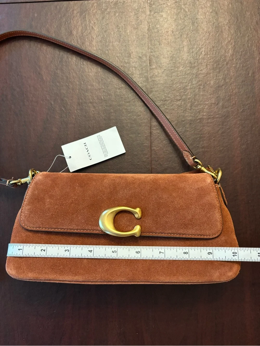NWT Coach Suede Jet Bag Chestnut Brown Shoulder Bag Brass Hardware